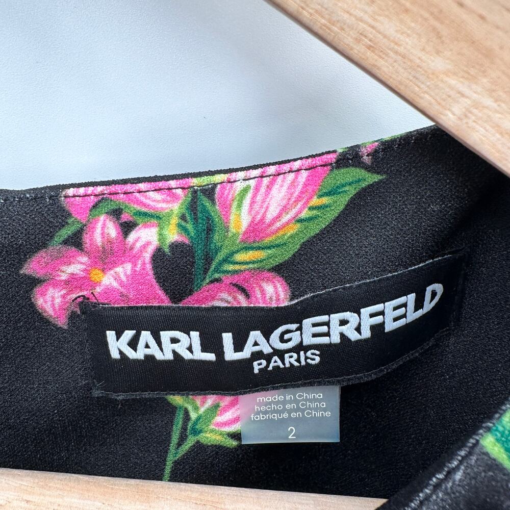 KARL LAGERFELD Floral-Print Puff-Sleeve Sheath Dress Dress // 2 - Picture 6 of 14